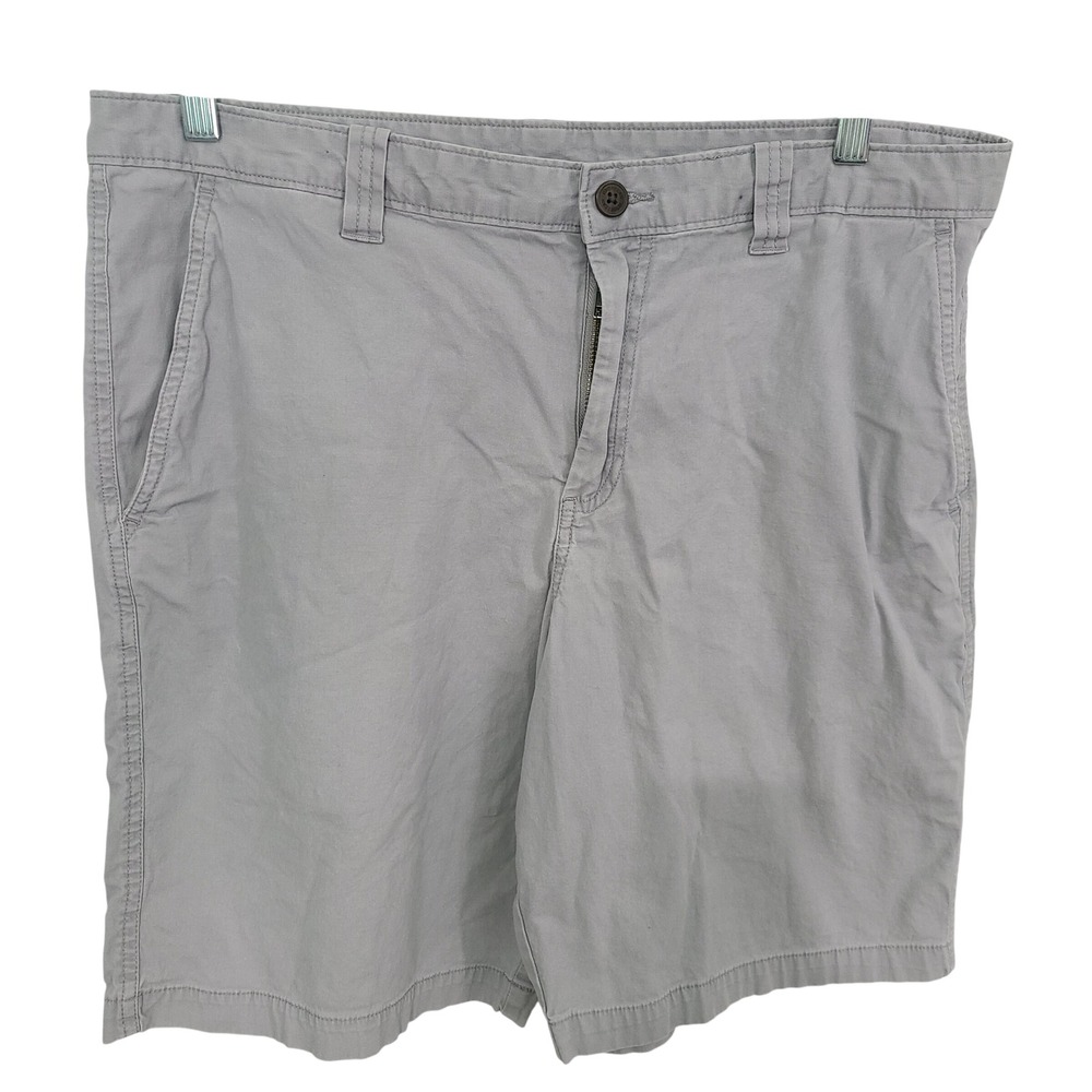 Magellan Outdoors Mens 33W Gray Flat Front Stretch Cotton Hiking‎ Shorts